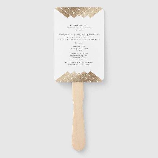 Geometric White Gold Gatsby Wedding Handwaaier (Achterkant)