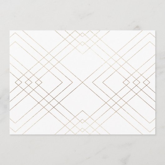 Geometric White Gold Gatsby Wedding Menu (Achterkant)