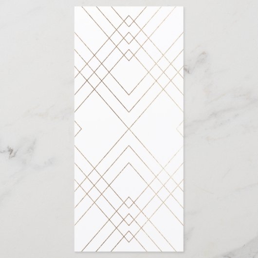 Geometric White Gold Gatsby Wedding Programme Programmakaart (Achterkant)