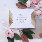Geometric White Gold Gatsby Wedding Reception Card Informatiekaartje
