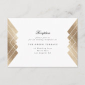 Geometric White Gold Gatsby Wedding Reception Card Informatiekaartje (Voorkant)