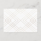 Geometric White Gold Gatsby Wedding Reception Card Informatiekaartje (Achterkant)