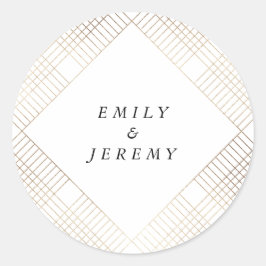 Geometric White Gold Gatsby Wedding Ronde Sticker
