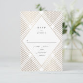 Geometric White Gold Gatsby Wedding RSVP (Staand voorkant)