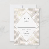 Geometric White Gold Gatsby Wedding RSVP Kaartje (Voorkant)