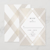 Geometric White Gold Gatsby Wedding RSVP Kaartje (Voorkant / Achterkant)