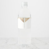 Geometric White Gold Gatsby Wedding Waterfles Etiket (Achterkant)