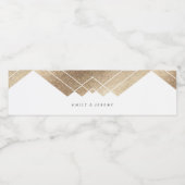 Geometric White Gold Gatsby Wedding Waterfles Etiket (Enkel label)