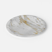 Geometric White Grey Carrara Gold Marble Papieren Bordje (Gekanteld)