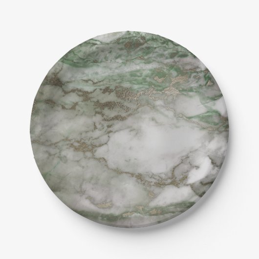 Geometric White Grey Carrara Mint Cali Gold Marble Papieren Bordje (Voorkant)