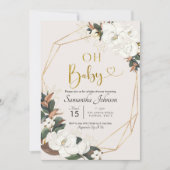 Geometric White Magnolia Oh Baby Baby shower Kaart (Voorkant)