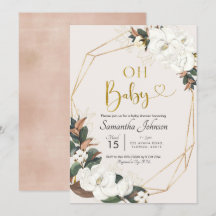 Geometric White Magnolia Oh Baby Baby shower