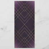 Geometric White Paars Gold Gatsby Wedding Menu (Achterkant)