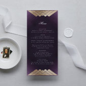 Geometric White Paars Gold Gatsby Wedding Menu