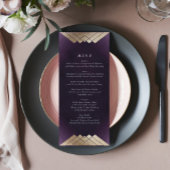 Geometric White Paars Gold Gatsby Wedding Menu