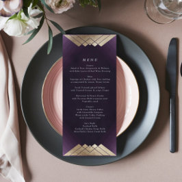 Geometric White Paars Gold Gatsby Wedding Menu