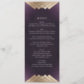 Geometric White Paars Gold Gatsby Wedding Menu (Voorkant)