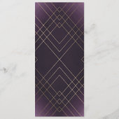 Geometric White Paars Gold Gatsby Wedding Menu (Achterkant)