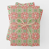 Geometric Winter Holiday Gift Wrapping Sheets Inpakpapier Vel (In situ)