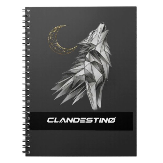 Geometric Wolf Moon Notebook – Black Gold Luxury J Notitieboek (Voorkant)