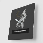 Geometric Wolf Moon Wall Clock Vierkante Klok (Hoek)