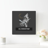 Geometric Wolf Moon Wall Clock Vierkante Klok (Huis)