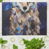 Geometric Wolf Mountain  Theedoek (Gevouwen)