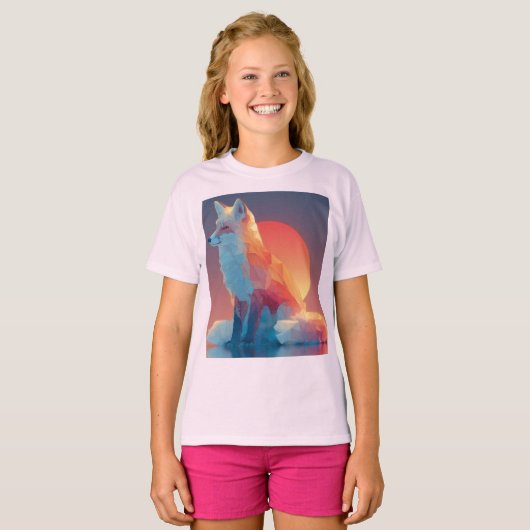 Geometric Wolf Silhouette |Modern Polygon Wildlife T-shirt (Voorkant volledig)