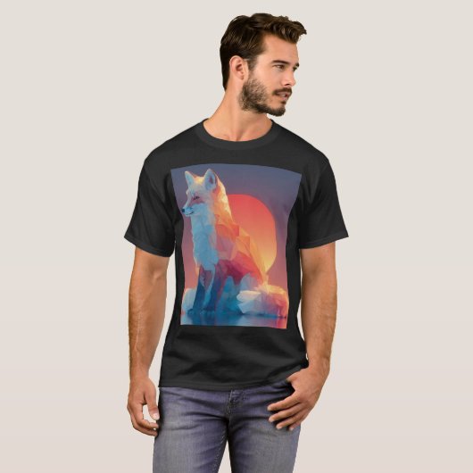 Geometric Wolf Silhouette |Modern Polygon Wildlife T-shirt (Voorkant volledig)