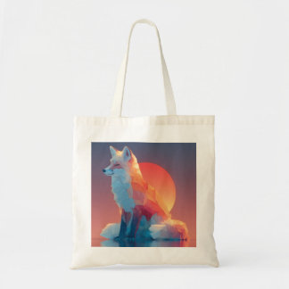 Geometric Wolf Silhouette |Modern Polygon Wildlife Tote Bag
