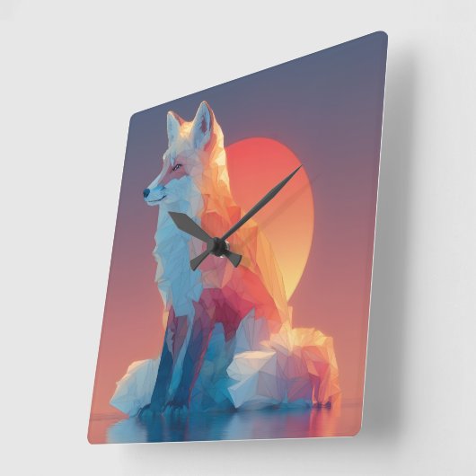 Geometric Wolf Silhouette |Modern Polygon Wildlife Vierkante Klok (Hoek)