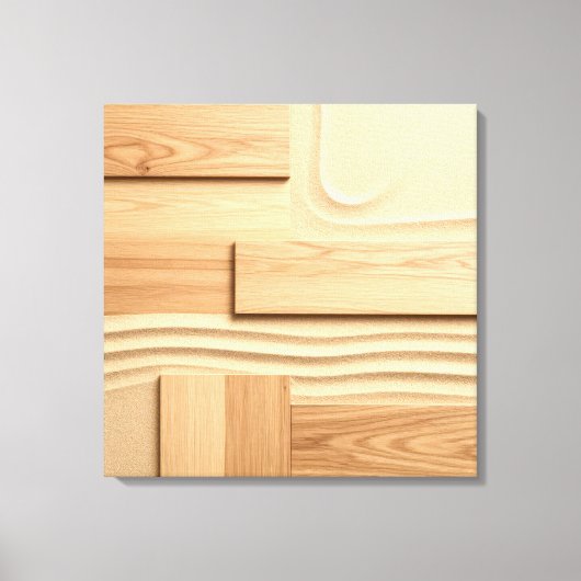 Geometric Wood On Sand Design Canvas Afdruk (Voorkant)