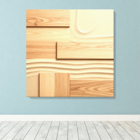 Geometric Wood On Sand Design Canvas Afdruk (Insitu (Houten vloer))