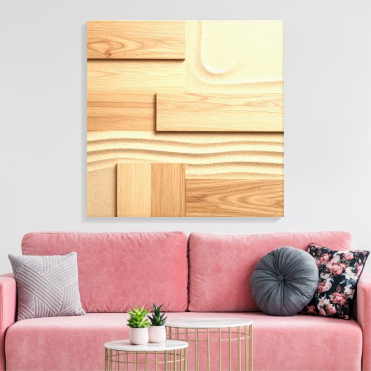 Geometric Wood On Sand Design Canvas Afdruk (Insitu (Woonkamer))