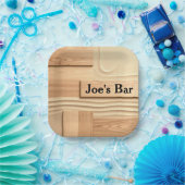 Geometric Wood On Sand Design Papieren Bordje (Feest)