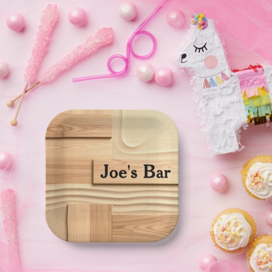 Geometric Wood On Sand Design Papieren Bordje (Feest)