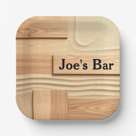 Geometric Wood On Sand Design Papieren Bordje (Voorkant)