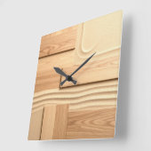 Geometric Wood On Sand Design Vierkante Klok (Hoek)