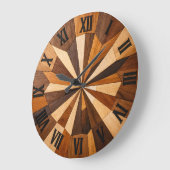 Geometric Wooden Mosaic Clock Design Grote Klok (Hoek)