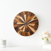 Geometric Wooden Mosaic Clock Design Grote Klok (Huis)