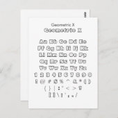 Geometric X - Zazzle Font Sampler Blad Briefkaart (Voorkant / Achterkant)