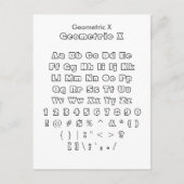 Geometric X - Zazzle Font Sampler Blad Briefkaart (Voorkant)