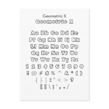 Geometric X - Zazzle Font Sampler Blad