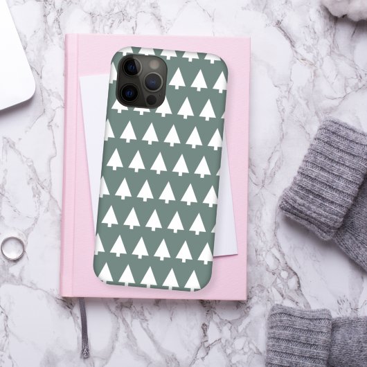 Geometric Xmas Tree Patroon | Minimale Sage Green Case-Mate iPhone Case