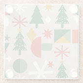 Geometric Xmas Trees Snowflakes Throw Pillow Glazen Onderzetter (Achterkant)