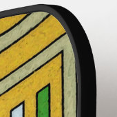 Geometric Yellow and Green Abstract Maze Design Pickleball Paddle (Links Detail)