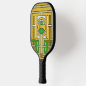 Geometric Yellow and Green Abstract Maze Design Pickleball Paddle (Links)