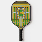 Geometric Yellow and Green Abstract Maze Design Pickleball Paddle (Achterkant)