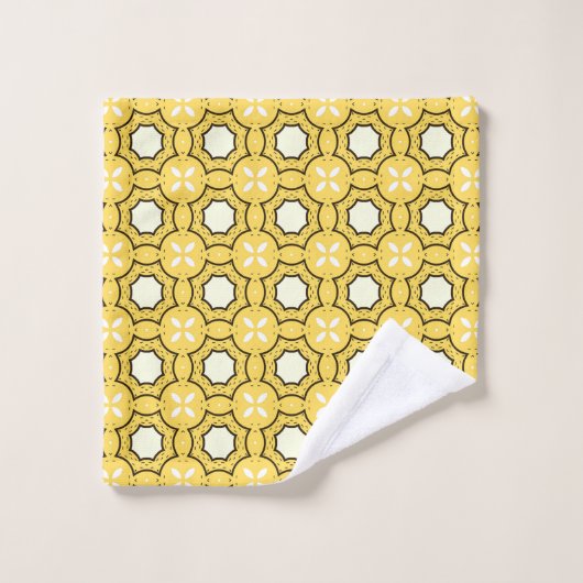  geometric yellow & black pattern  bad handdoek (Wasdoekje)