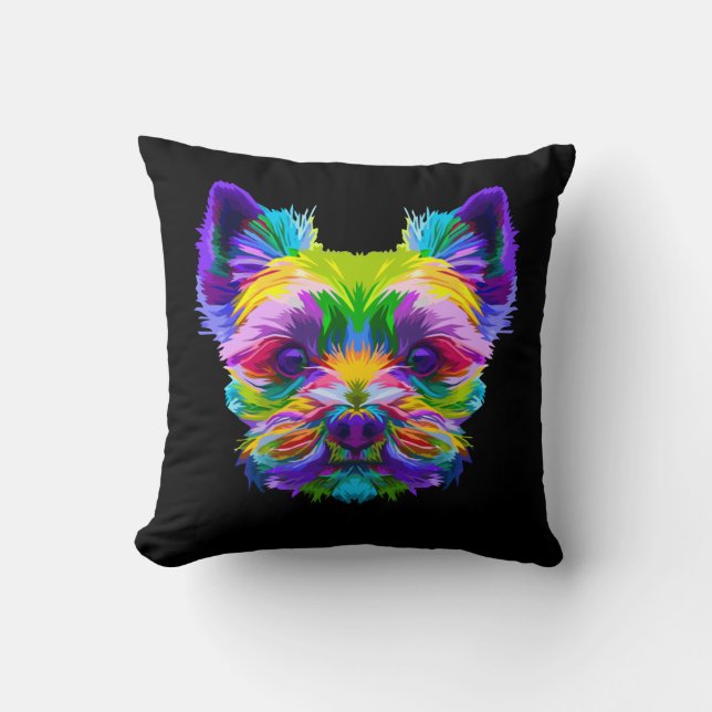 Geometric Yorkshire Terrier Yorkie Art Animal Love Kussen (Voorkant)